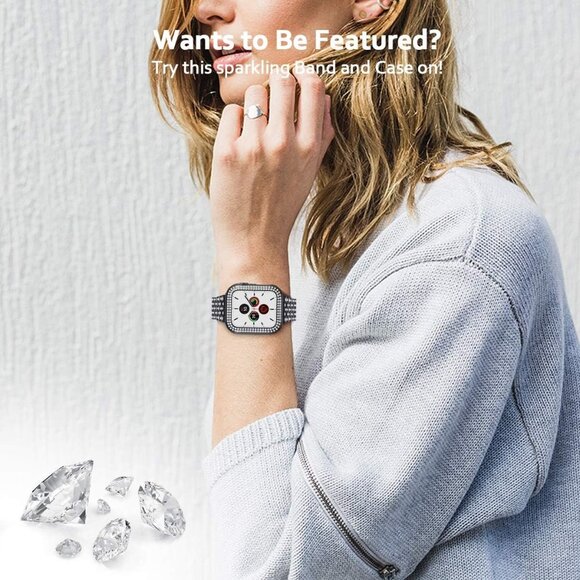 Bling Band Compatible Apple Watch 42mm iWatch Metal Rhinestone - Picture 2 of 7